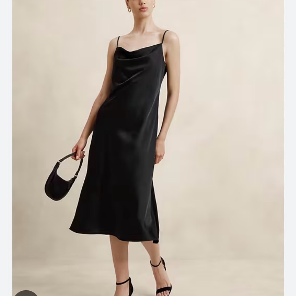 Teal Satin Midi Slip Dress NWT Petite S Banana Republic